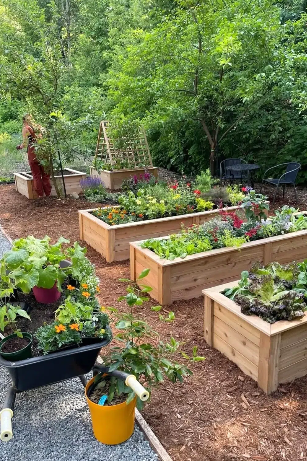 Garden bed and outdoor home area ready for spring maintenance